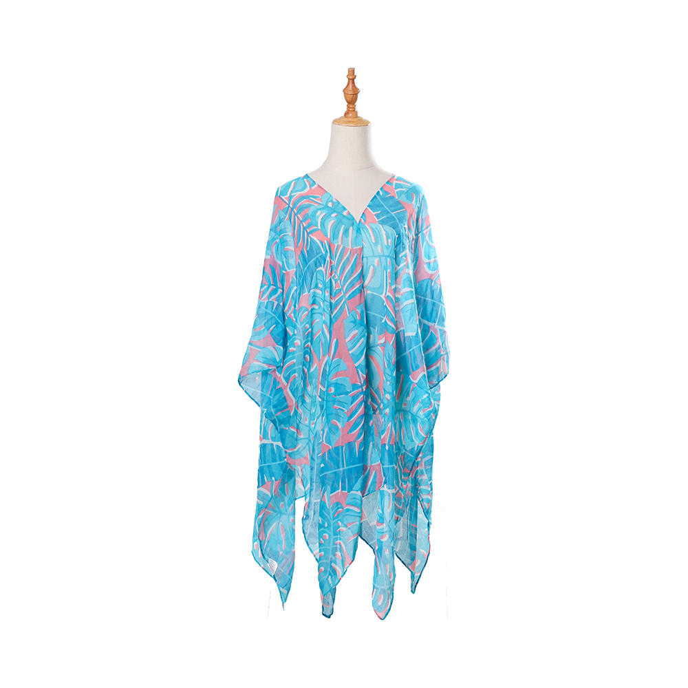 Quimono de maiô feminino 100% voile para praia com estampa floral boêmia, roupa de resort casual solta