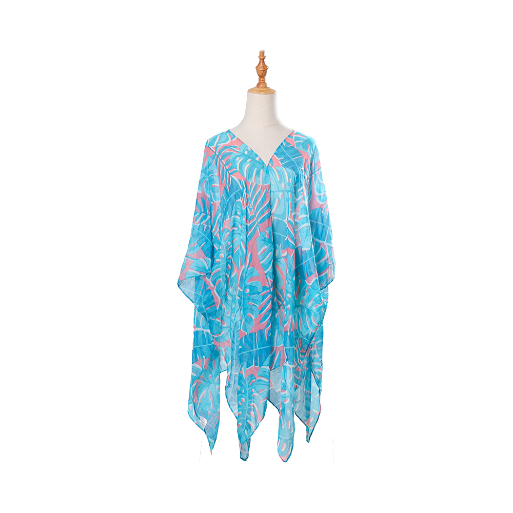 100% voile feminino praia saída de praia quimono com estampa floral boêmia, roupa casual solta de resort