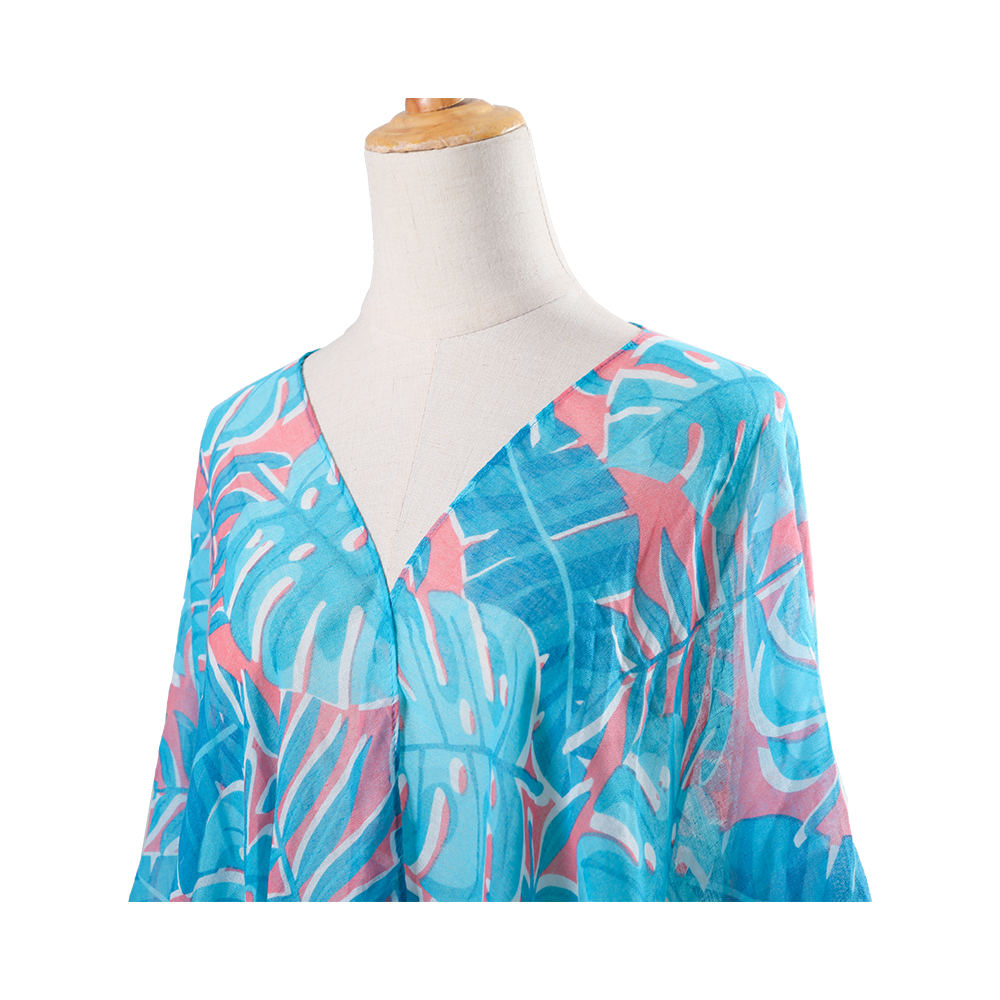 100% voile feminino praia saída de praia quimono com estampa floral boêmia, roupa casual solta de resort