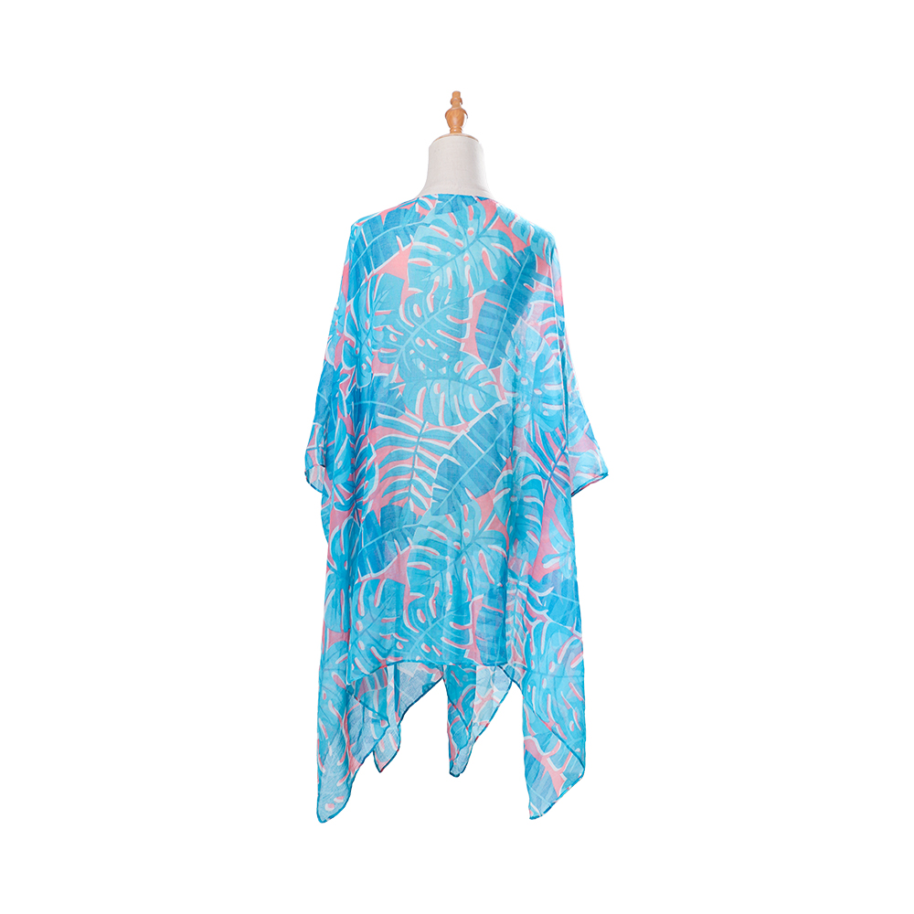 100% voile feminino praia saída de praia quimono com estampa floral boêmia, roupa casual solta de resort