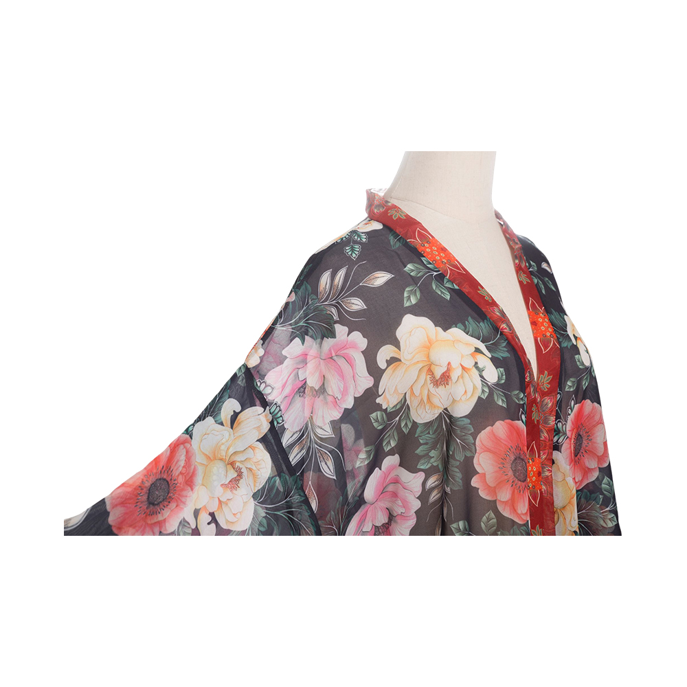 Quimonos para mulheres verão praia cobrir cardigan transparente chiffon floral cobrir solto blusa casual