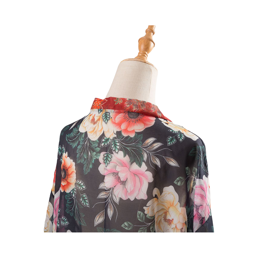 Quimonos para mulheres verão praia cobrir cardigan transparente chiffon floral cobrir solto blusa casual