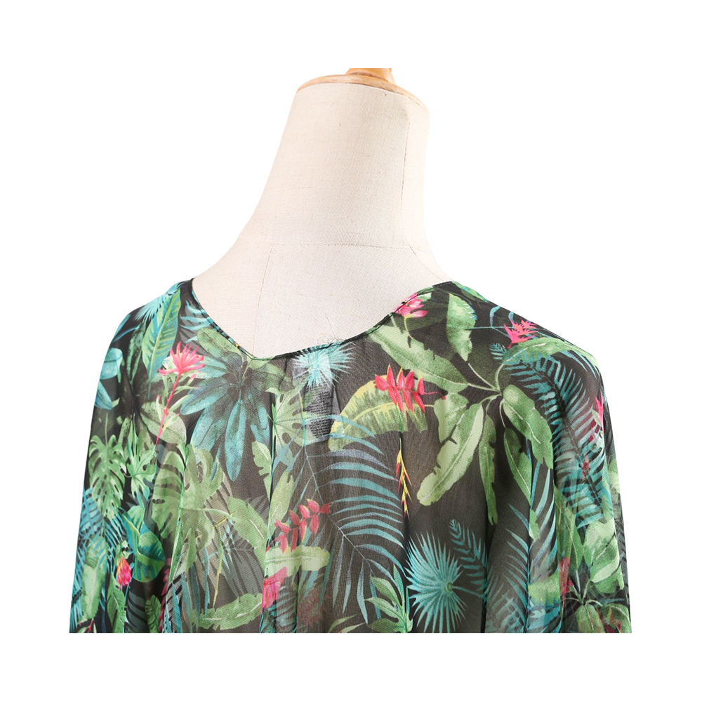 100% poliéster feminino verão cardigan chiffon floral cobrir solto blusa casual